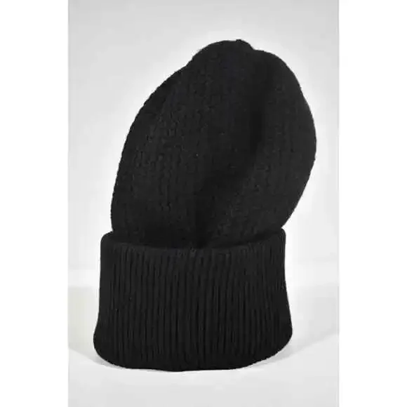 Chanel 22A Cashmere Black Gold Sequin CC Logo Beanie Winter Hat Cap Cloche - Picture 8 of 12